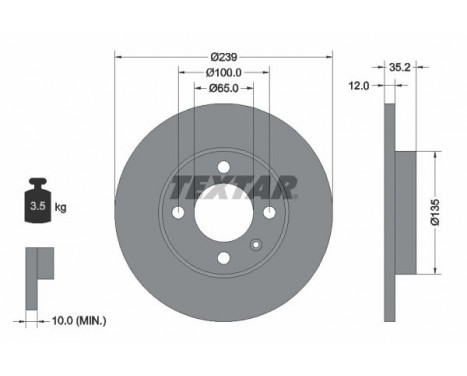 Brake Disc PRO 92010603 Textar