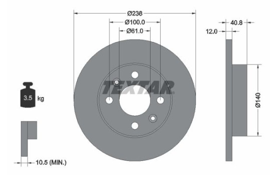 Brake Disc PRO 92036103 Textar