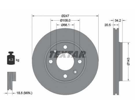 Brake Disc PRO 92043103 Textar