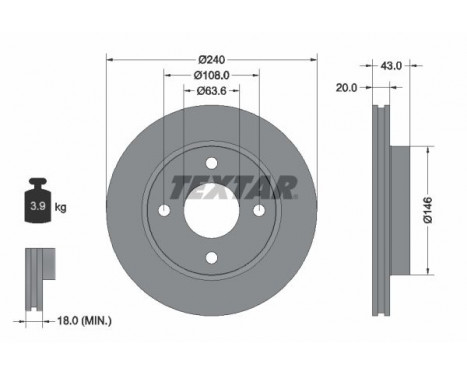 Brake Disc PRO 92051003 Textar