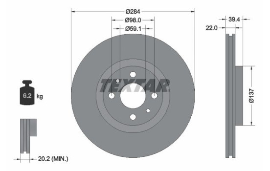 Brake Disc PRO 92055203 Textar