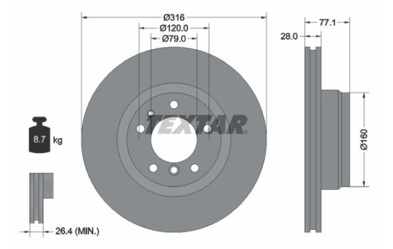 Brake Disc PRO+ 92071405 Textar