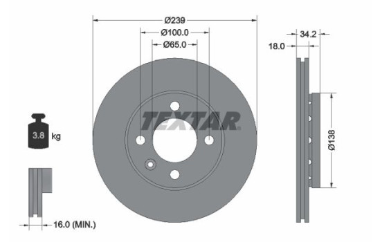 Brake Disc PRO 92072003 Textar