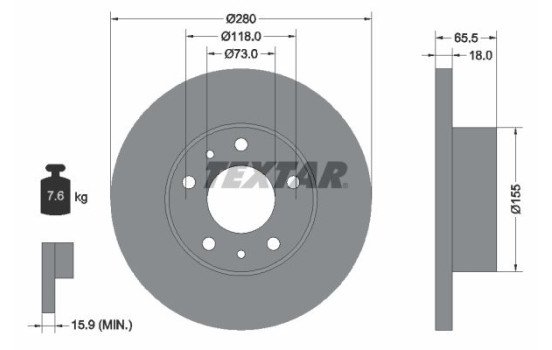 Brake Disc PRO 92073703 Textar