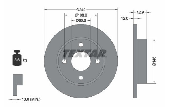 Brake Disc PRO 92075303 Textar