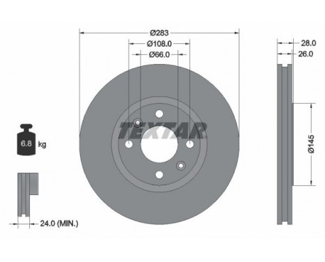 Brake Disc PRO 92078703 Textar