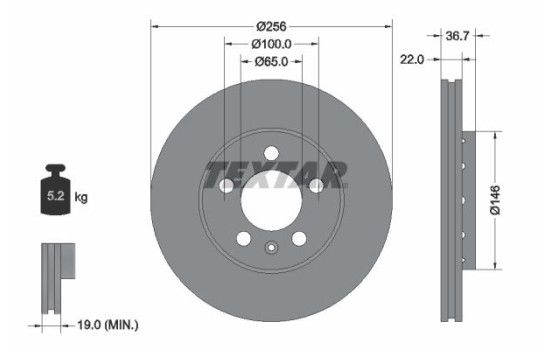 Brake Disc PRO+ 92082205 Textar