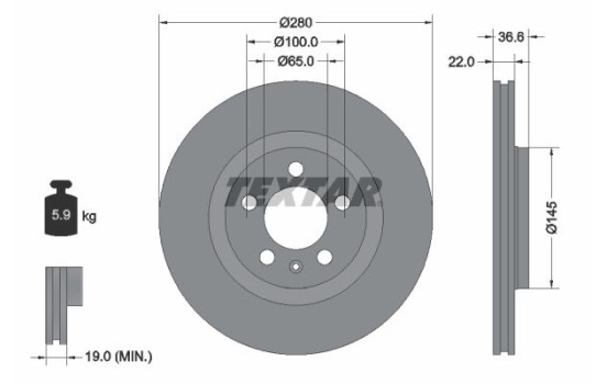 Brake Disc PRO+ 92082305 Textar
