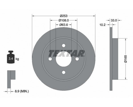 Brake Disc PRO 92088403 Textar