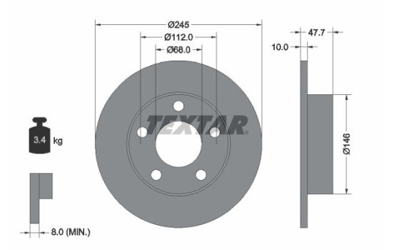Brake Disc PRO 92088503 Textar