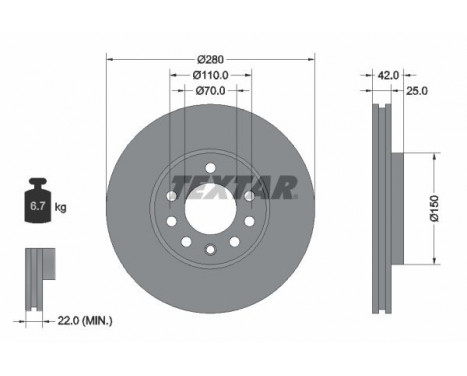 Brake Disc PRO 92091903 Textar