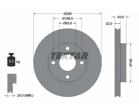 Brake Disc PRO 92096203 Textar