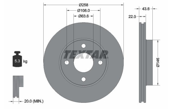 Brake Disc PRO 92096203 Textar