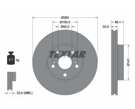 Brake Disc PRO 92096903 Textar