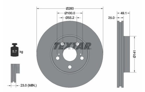 Brake Disc PRO 92096903 Textar