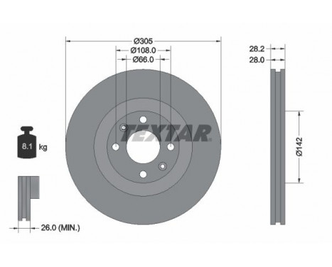 Brake Disc PRO 92097103 Textar