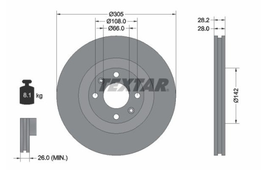 Brake Disc PRO 92097103 Textar