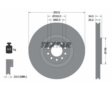 Brake Disc PRO+ 92098505 Textar