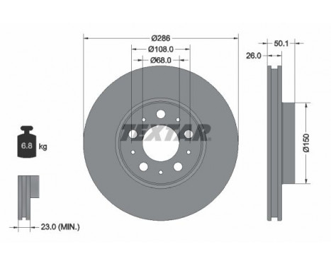 Brake Disc PRO 92100503 Textar