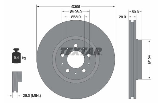 Brake Disc PRO 92100603 Textar