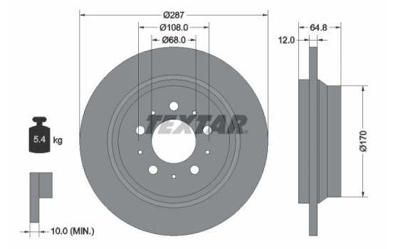 Brake Disc PRO 92100703 Textar