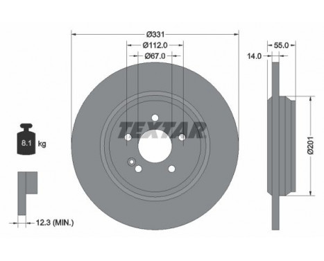 Brake Disc PRO 92103303 Textar