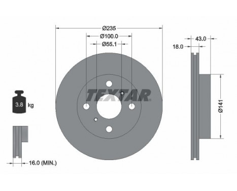 Brake Disc PRO 92103603 Textar