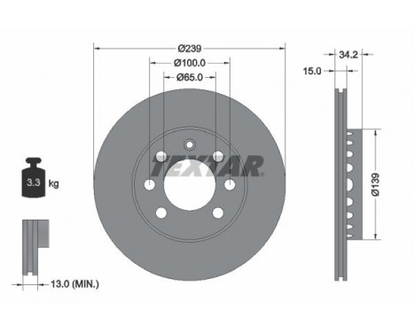 Brake Disc PRO 92106403 Textar