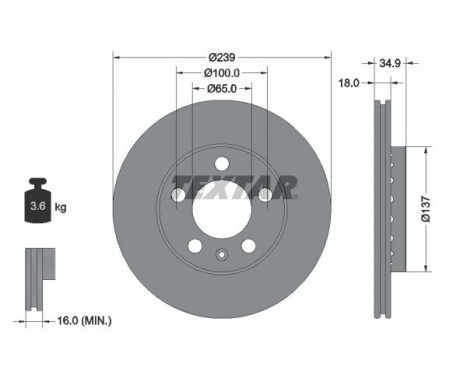 Brake Disc PRO 92106803 Textar