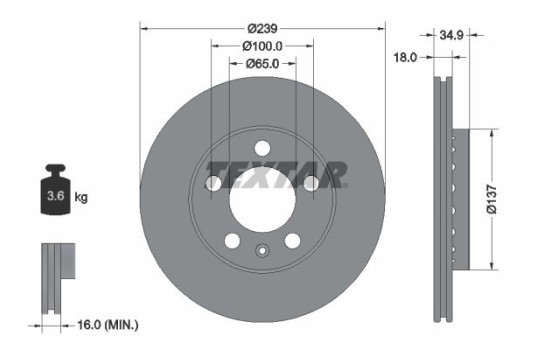 Brake Disc PRO 92106803 Textar