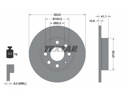 Brake Disc PRO 92111303 Textar