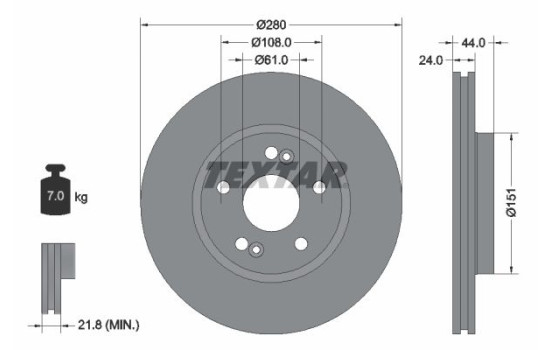 Brake Disc PRO 92113803 Textar