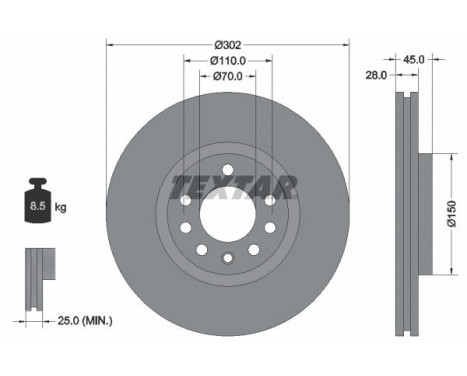 Brake Disc PRO 92118303 Textar