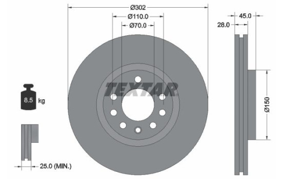 Brake Disc PRO 92118303 Textar