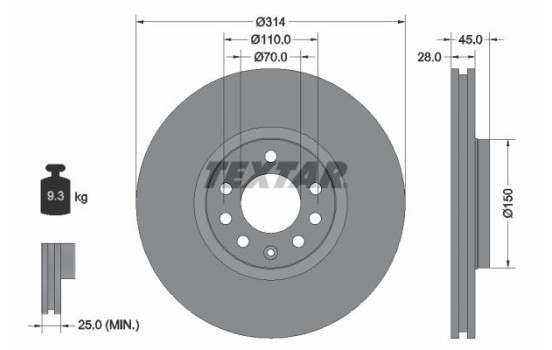 Brake Disc PRO 92118803 Textar