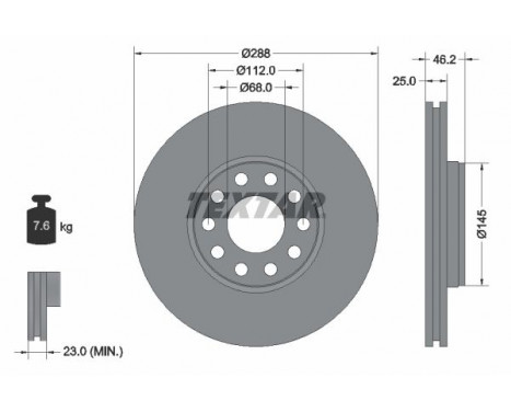 Brake Disc PRO+ 92121005 Textar