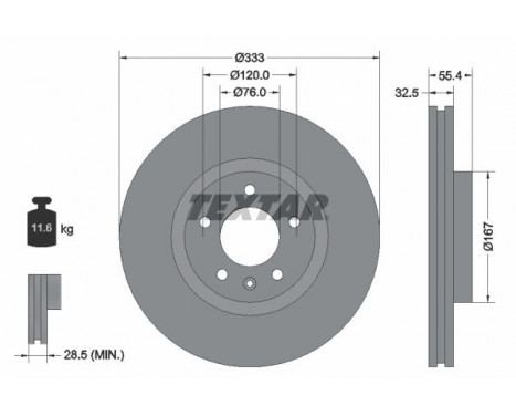 Brake Disc PRO+ 92121305 Textar