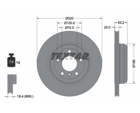 Brake Disc PRO 92122703 Textar