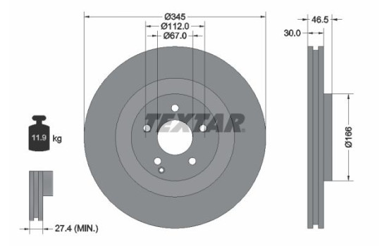 Brake Disc PRO 92123603 Textar
