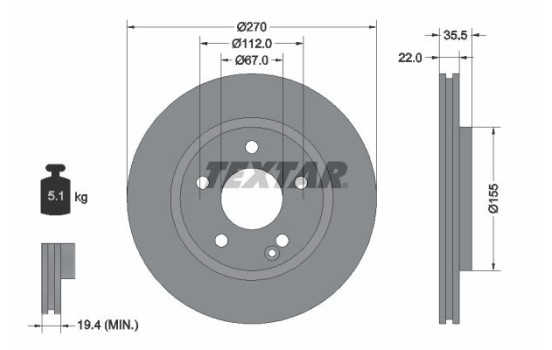 Brake Disc PRO 92124503 Textar