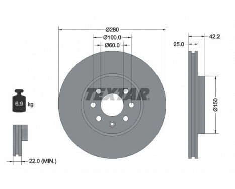 Brake Disc PRO 92124603 Textar