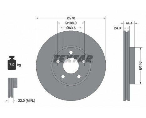 Brake Disc PRO 92124803 Textar