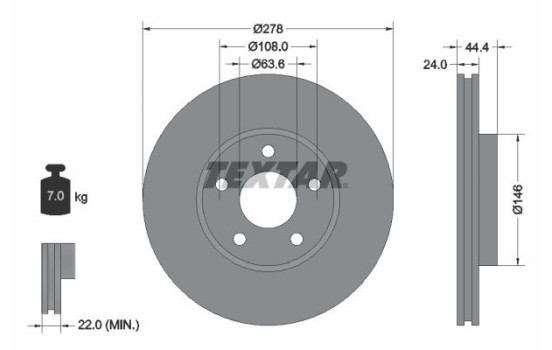 Brake Disc PRO 92124803 Textar