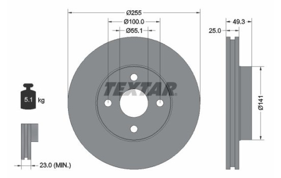 Brake Disc PRO 92125803 Textar