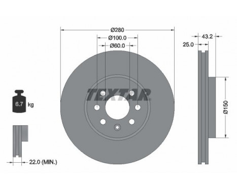 Brake Disc PRO 92129303 Textar