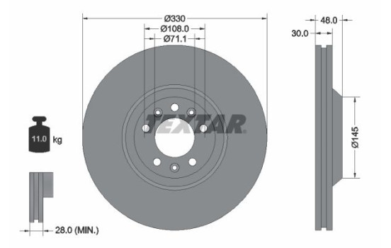 Brake Disc PRO 92129503 Textar