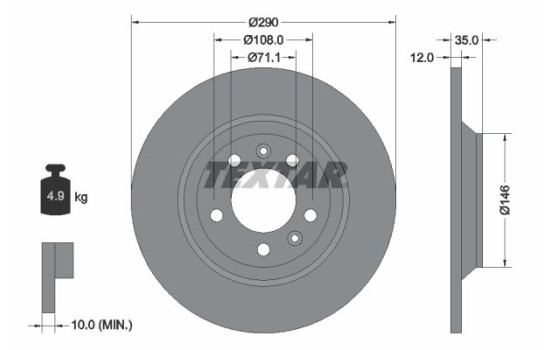 Brake Disc PRO 92129603 Textar