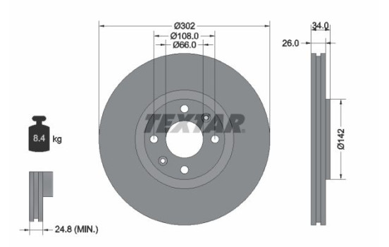 Brake Disc PRO 92133203 Textar