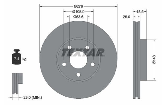Brake Disc PRO+ 92141205 Textar