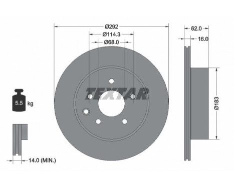 Brake Disc PRO 92144003 Textar